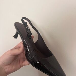 Anne Klein Brown Slingback Heels with Kitten Heel
